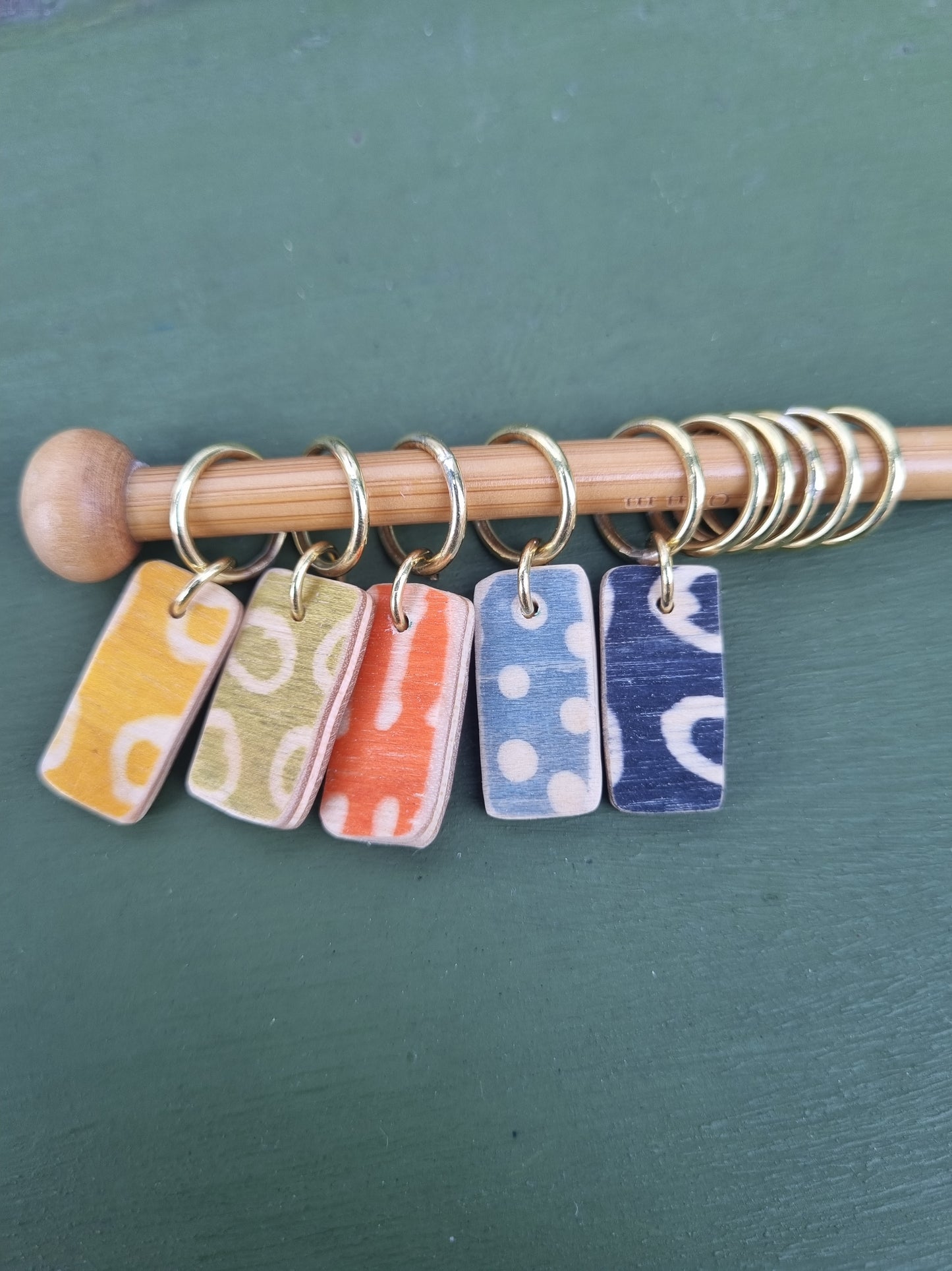 Batiked Wood Stitch Markers