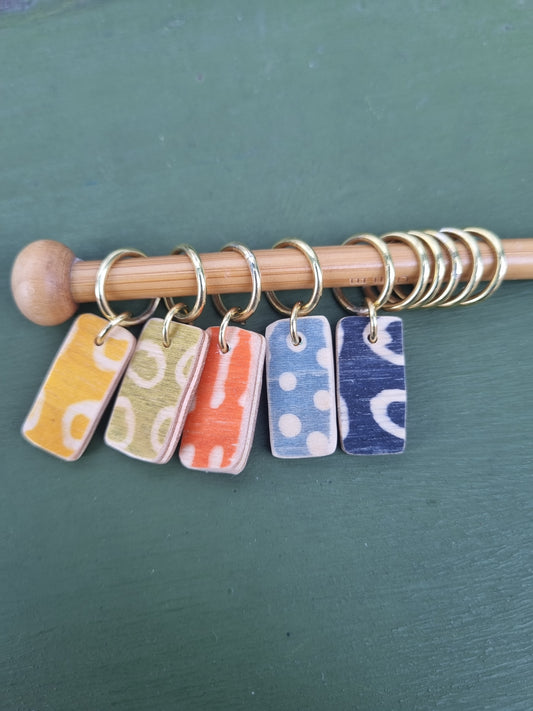 Batiked Wood Stitch Markers