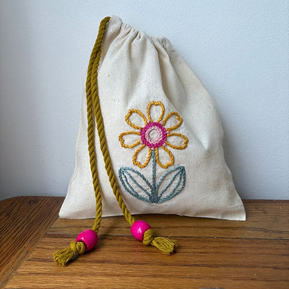 Drawstring bag embroidery kit