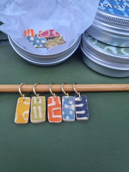 Batiked Wood Stitch Markers