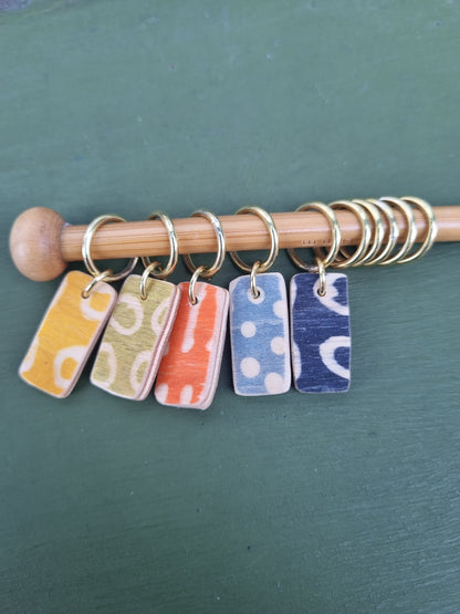 Batiked Wood Stitch Markers